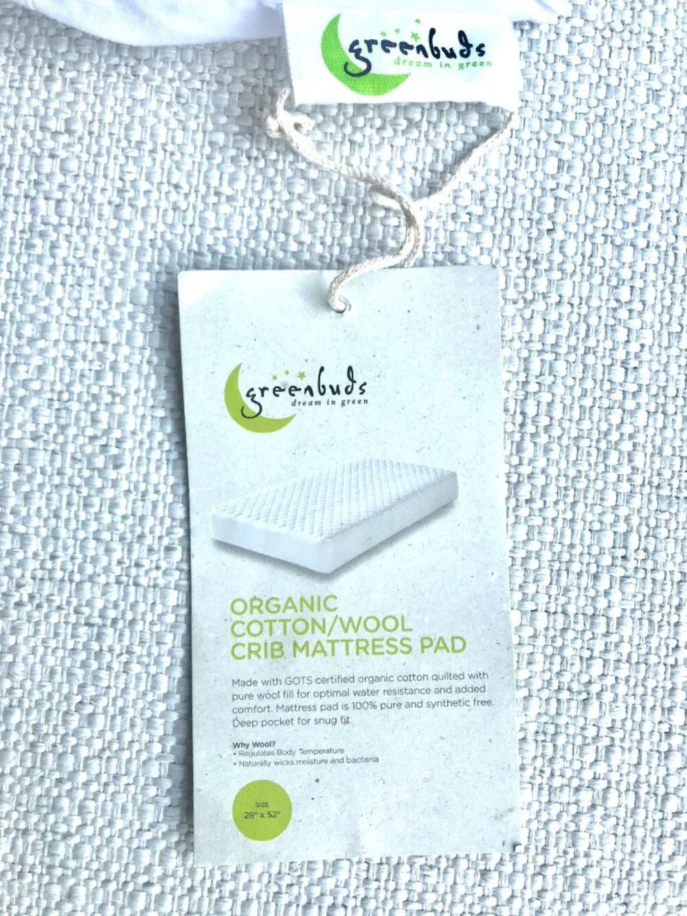 Organic Wool All Natural Quilted Crib Mattress Pad